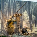 Soviet Belarusian partisans with cannon In The Belarusian Museum Of The Great Patriotic War in Minsk, Belarus