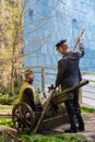 Soviet Belarusian partisans with cannon In The Belarusian Museum Of The Great Patriotic War in Minsk, Belarus