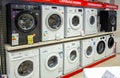 MINSK, BELARUS - December 1, 2019: Washing machines of various brands in a retail store