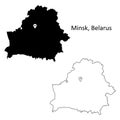 Minsk Belarus. Detailed Country Map with Location Pin on Capital City.