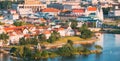 Minsk, Belarus. Elevated View Of Historical Center, Old Town. Minsk Skyline In Sunny Summer Evening. Nemiga District In Royalty Free Stock Photo