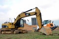 Excavator CATERPILLAR 320L with bucket at construction site
