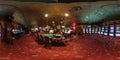 MINSK, BELARUS - FEBRUARY, 2017: full seamless panorama 360 degrees angle view in interior elite luxury casino with croupiers