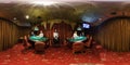 MINSK, BELARUS - FEBRUARY, 2017: full seamless panorama 360 degrees angle view in interior elite luxury casino with croupiers