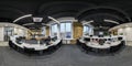 MINSK, BELARUS - FEBRUARY, 2023: full seamless spherical hdri 360 panorama in interior work room in modern coworking office in