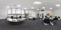 MINSK, BELARUS - FEBRUARY, 2023: full seamless spherical hdri 360 panorama in interior work room in modern coworking office in