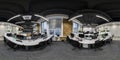 MINSK, BELARUS - FEBRUARY, 2023: full seamless spherical hdri 360 panorama in interior work room in modern coworking office in