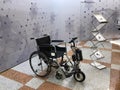 MINSK, BELARUS - JANUARY 25, 2023 Exhibition Belarus intellectual. Wheelchair for people with limited mobility. Import