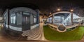 MINSK, BELARUS - JANUARY, 2023: full spherical hdri 360 panorama view in hall near dark designer wall equirectangular projection.