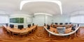 MINSK, BELARUS - JANUARY 2021: hdr 360 panorama interior modern classroom with computers in full spherical equirectangular Royalty Free Stock Photo