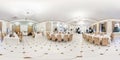 MINSK, BELARUS - JANUARY 17, 2015: Modern interior, restaurant in white style, , hall, full 360 panorama seamless in