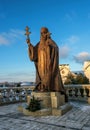 Minsk, Belarus - January 07, 2023: Monument to Metropolitan Filaret at the Cathedral of the Holy Spirit. Complex of