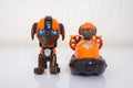 Minsk, Belarus - January 9, 2022: Paw patrol team. Different miniatures of hero Zuma with orange hovercraft Royalty Free Stock Photo