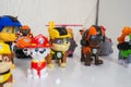 Minsk, Belarus - January 9, 2022: Paw patrol team. Many different miniatures of heroes of the animated series. special