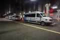 MINSK, BELARUS - JANUARY 2020: rows of new white minibuses and vans on parking