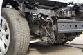 MINSK, BELARUS - Juin 18 2022: Above view of Tesla Model X plug-in electric car chassis and battery Royalty Free Stock Photo