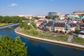 MINSK, BELARUS - JULY 2019: Aerial View, Cityscape Of Minsk, Belarus. Summer Season, Sunset Time. Panorama Of Nemiga District Royalty Free Stock Photo