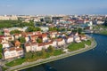 MINSK, BELARUS - JULY 2019: Aerial View, Cityscape Of Minsk, Belarus. Summer Season, Sunset Time. Panorama Of Nemiga District Royalty Free Stock Photo