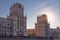 Minsk, Belarus - July 8, 2018: Landmark Two Buildings Towers Symbolizing The Gates Of Minsk Royalty Free Stock Photo