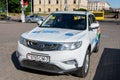 Minsk, Belarus, June 19, 2019 : Capital and venue of the second summer, sports, European games. Car that transports athletes from Royalty Free Stock Photo