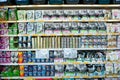 MINSK, BELARUS - June 11, 2020: Food department for pets. Shelving with various types of food for pets inside a supermarket. Royalty Free Stock Photo