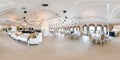 MINSK, BELARUS - JUNE, 2015: Full spherical seamless panorama 360 degrees angle view in interior of stylish modern restaurant