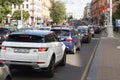 Heavy traffic jam in the city center during the rush hour Royalty Free Stock Photo