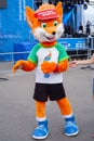 Minsk, Belarus, June 21, 2019: Mascot of II European games fox Lesik