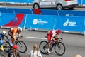 MINSK, BELARUS - 22 June 2019: 2nd European Games Women`s cycle road race. Athlets is on home stretch