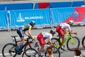 MINSK, BELARUS - 22 June 2019: 2nd European Games Women`s cycle road race. Athlets is on home stretch