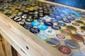 Collection of beer caps with different brands of beer