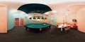 MINSK, BELARUS - JUNE 11, 2012: Panorama in interior billiard wooden hall. Full spherical 360 by 180 degrees seamless panorama in