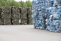 Minsk, Belarus -June 6, 2019 A pile of extruded plastic bottles at a garbage collection plant. Sorting and recycling plastic