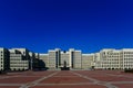 Minsk, Belarus. Lenin Square. General view wide angle on a blue background