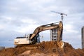 Excavator Hidromek HMK 220 LC working at construction site. Construction machinery for excavation,