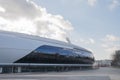 MINSK, BELARUS - MARCH, 19, 2019: Modern part of Dynamo stadium, Important football facility of the city of Minsk and