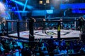 Minsk, Belarus, March 14, 2020. New Fighting Generation, Mixed Martial Arts. mma, the leader in the ring, in the octagon announces Royalty Free Stock Photo