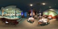 MINSK, BELARUS - MARCH ,2018: Panorama interior night bowling club with bar. Full spherical 360 by 180 degrees seamless panorama Royalty Free Stock Photo