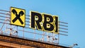 RBI GROUP logo over building in center of Minsk