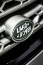 Minsk, Belarus May 2018 brand land-rover emblem logo sign on auto during autoexhibition on range rover land rover Royalty Free Stock Photo