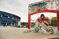 MINSK, BELARUS - MAY 11 - Chizhovka Arena on May 11, 2014 in Minsk, Belarus. Ice Hockey World Championship (IIHF). Royalty Free Stock Photo