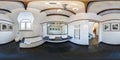 MINSK, BELARUS - MAY, 2019: full seamless spherical hdri panorama 360 angle view in interior bathroom in modern mansard flat