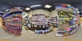 MINSK, BELARUS - MAY, 2021: Full spherical seamless hdr panorama 360 degrees angle view inside interior of in zoo pet store with Royalty Free Stock Photo