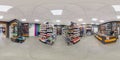 MINSK, BELARUS - MAY, 2019: Full spherical seamless hdri panorama 360 degrees angle inside interior in shop showroom of elite Royalty Free Stock Photo