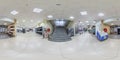 MINSK, BELARUS - MAY 2018: Full spherical seamless panorama 360 degrees in interior of shop with stairs in elite textiles Royalty Free Stock Photo