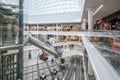 MINSK, BELARUS -MAY 2020: Huge empty shopping mall. social distance and quarantine