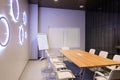 Minsk, Belarus - May 23, 2019: Interior of empty modern board room at creative office