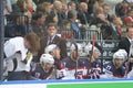 MINSK, BELARUS - MAY 7: Laviolette Peter, head coach of USA, reacts during 2014 IIHF World Ice Hockey Championship match