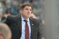 MINSK, BELARUS - MAY 7: Laviolette Peter, head coach of USA, reacts during 2014 IIHF World Ice Hockey Championship match