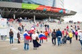 MINSK, BELARUS - MAY 9 - Russian Fans in Front of